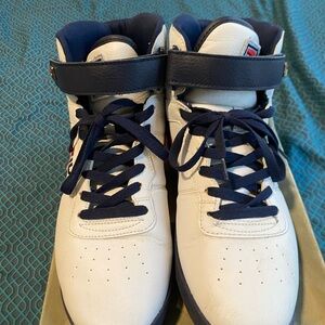 Fila Vulc High Tops White and Blue Sneakers